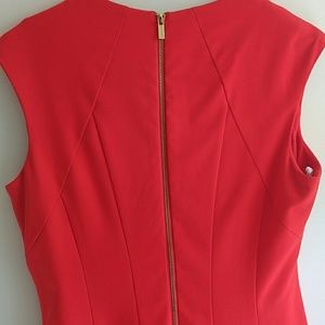 calvin klein red dress with gold zipper