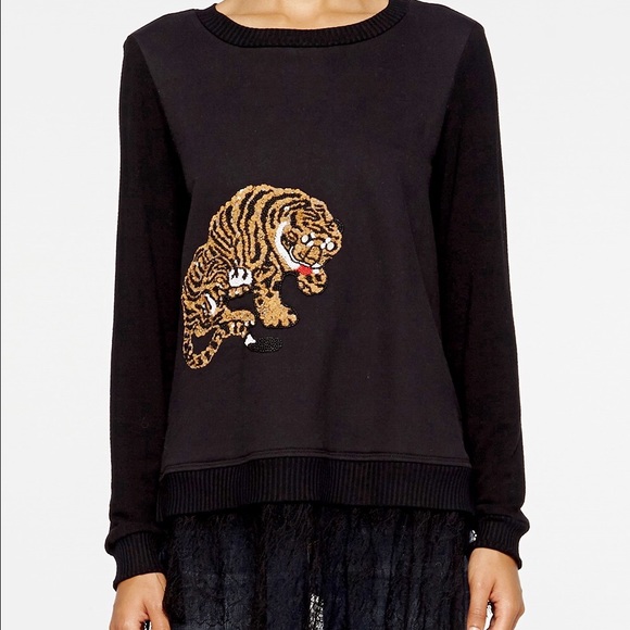 Nicole Miller Tiger-Embellished Sweater