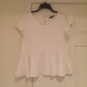 Off White Peplum Top, Size 24, 3X