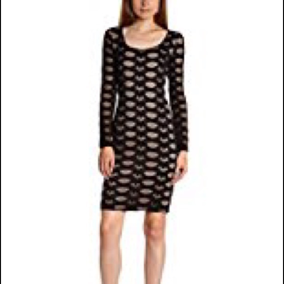 Bcbg Black and Nude Lace Dress