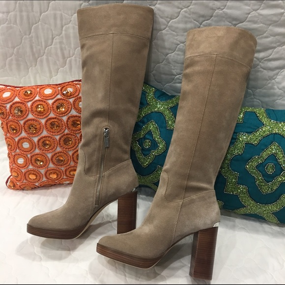 Michael Kors Shoes - NEW✨ Michael Kors MK Natural Heels Suede Boots