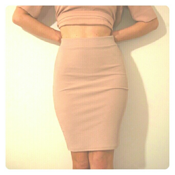 Nude Pink Pencil Skirt