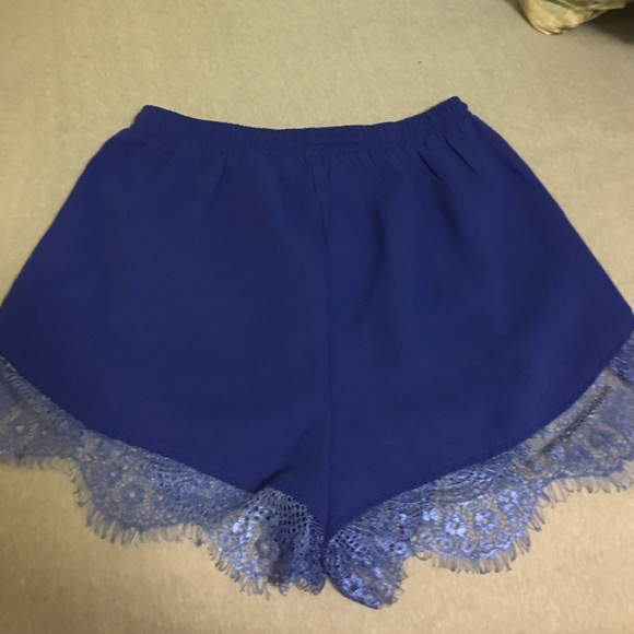 Royal Blue Lace Drawstring Shorts - Picture 2 of 2