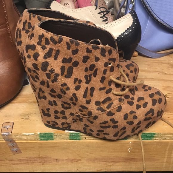 Cheetah print booties