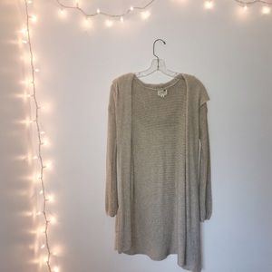 Tan Knitted Cardigan with Hood