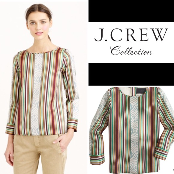 NWOT J. Crew Collection Ikat Stripe Top #001-A - Picture 2 of 3