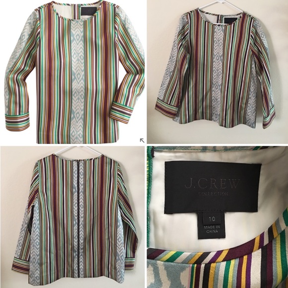 NWOT J. Crew Collection Ikat Stripe Top #001-A - Picture 3 of 3