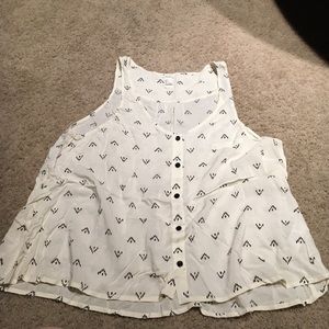 F21 flowy print crop top sleeveless blouse