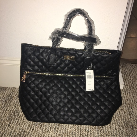 black quilted tote bag