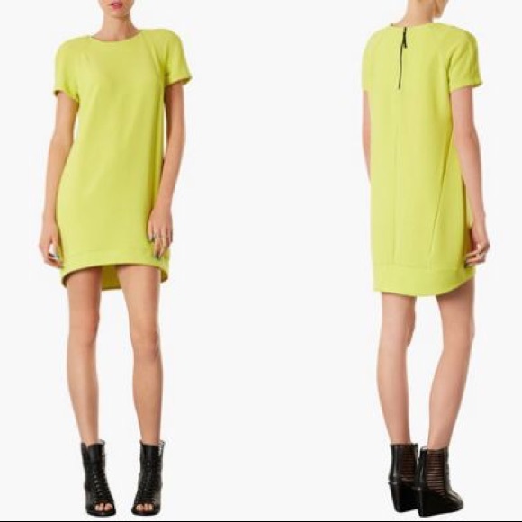 TOPSHOP Crepe Shift Dress in Chartreuse (Lime)
