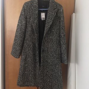 Light tweed long faux trench