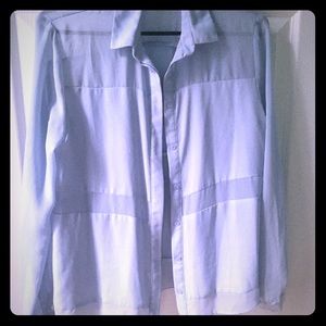 Topshop sheer panel light blue shirt