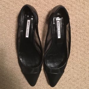 Manolo Blahnik Mesh CapToe Ballet Flats Black 39.5