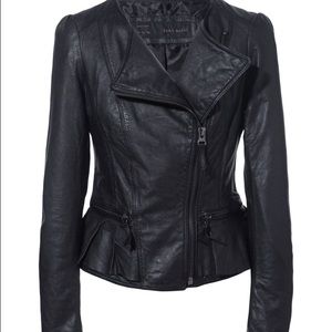 🎉SALE🎉Zara Black Real Leather Peplum Jacket