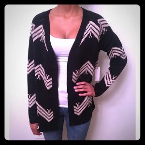 Black and Taupe Sweater Knit Cardigan