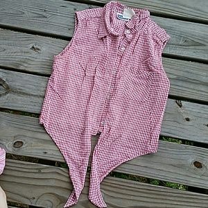 Red and white checker top
