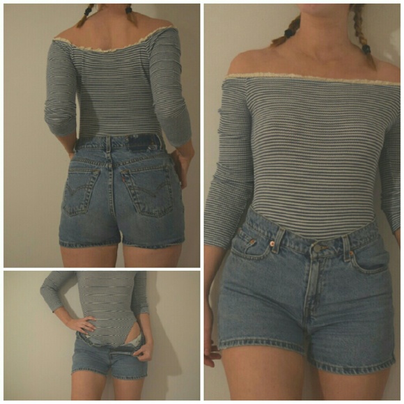 Striped-Off the Shoulder Onesie