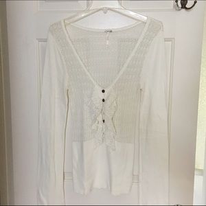 Free People Henley w/Ruffle Front - Medium (EUC)