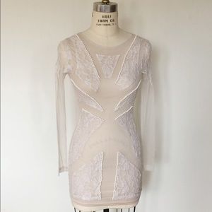 Nude Mesh and Lace Dress