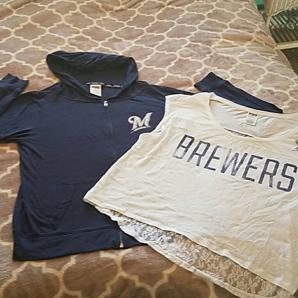 Brewers PINK white top size L only! Hoodie is sold