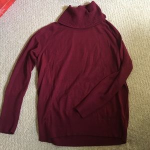 Loft women's XL fold over neck cranberry sweater