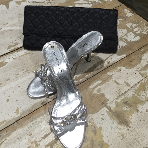 Via Spiga Silver/Rhinestone Accent Sandal-Sz 10 - Picture 2 of 2