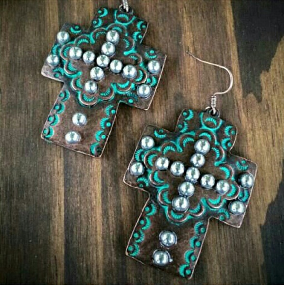 Copper Cross earrings