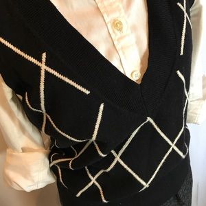 Express Sweaters - Express black and white argyle v neck sweater M Express Sweaters - Express black and white argyle v neck sweater M