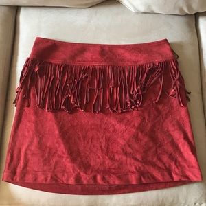 Suede fringe skirt
