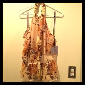 Floral Vera Wang Lavender Label backless blouse