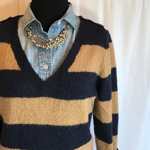 J. Crew Sweaters - J.Crew navy and beige striped wool sweater sz. M J. Crew Sweaters - J.Crew navy and beige striped wool sweater sz. M