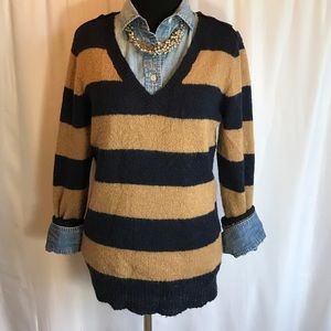 J. Crew Sweaters - J.Crew navy and beige striped wool sweater sz. M J. Crew Sweaters - J.Crew navy and beige striped wool sweater sz. M