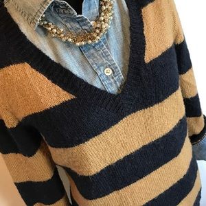 J. Crew Sweaters - J.Crew navy and beige striped wool sweater sz. M J. Crew Sweaters - J.Crew navy and beige striped wool sweater sz. M