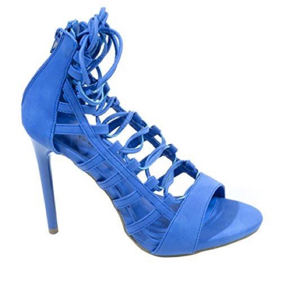 Blue Lace-up Heels