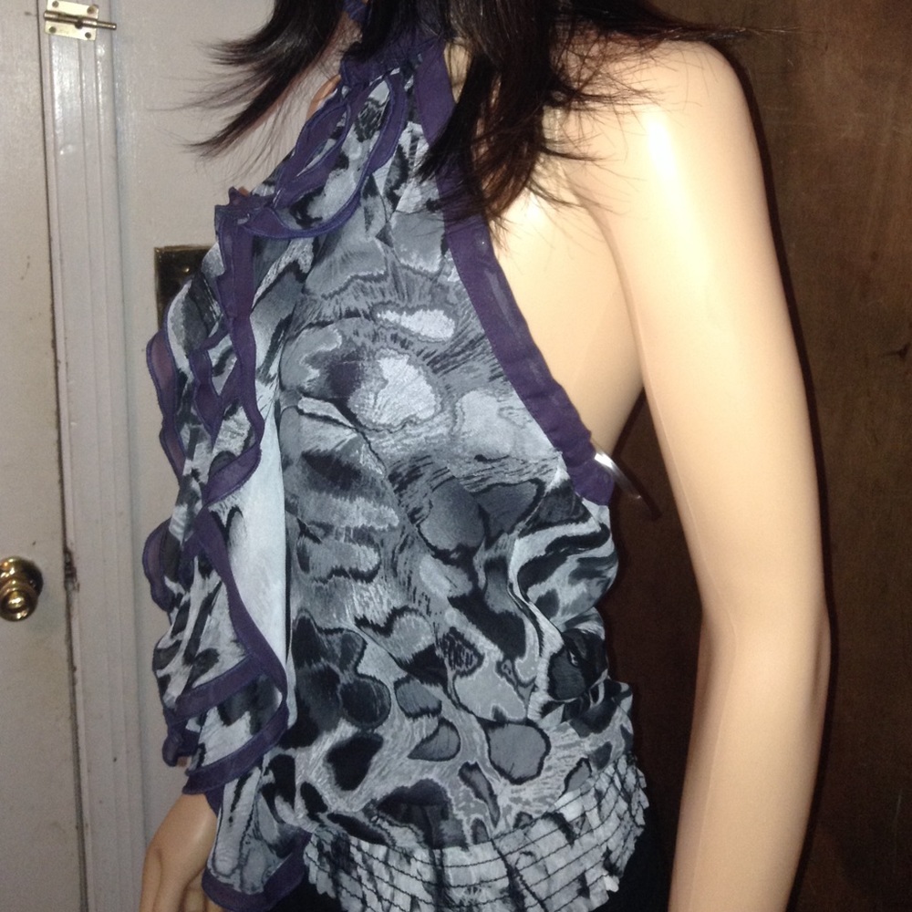 Grass Collection Ruffled Front Halter Top - Picture 3 of 8
