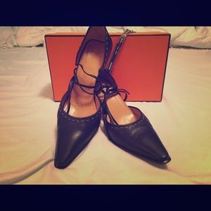 SOLD Authentic! Hermes Leather Point Toe Pumps
