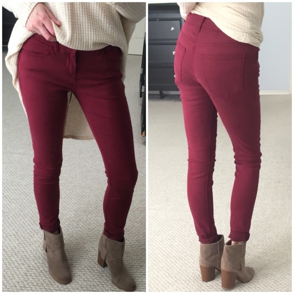 ⭐️LAST DAY ON POSH! Wine Mid-Rise Skinnies - Picture 3 of 4