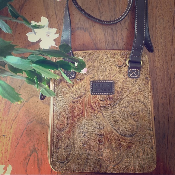 Relic Paisley Embossed Brown Crossbody Bag
