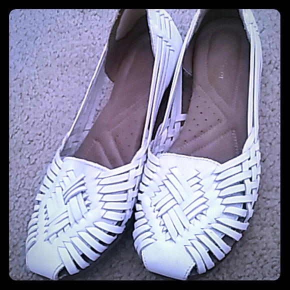 White woven shoes