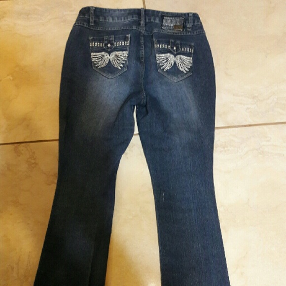 Ladies blue jeans with bling designs. - Picture 2 of 2