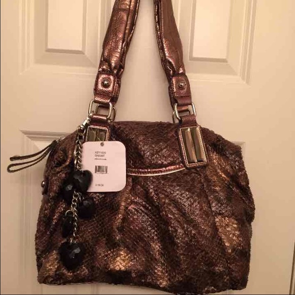 Kathy Van Zeeland Copper snake skin bag