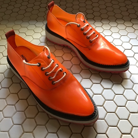 Lace up Loafers in Bright Orange with Chunky Soles