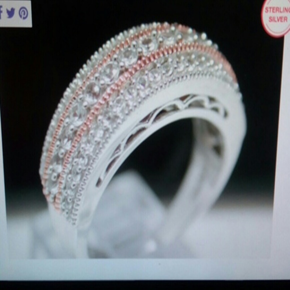 Sterling Silver & White & Rose Gold Ring - Picture 2 of 3