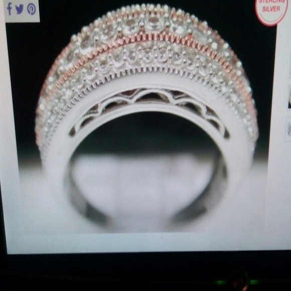 Sterling Silver & White & Rose Gold Ring - Picture 3 of 3