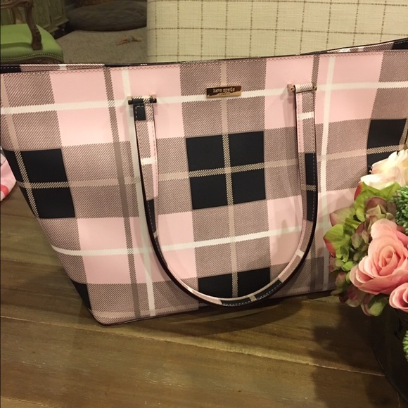 kate spade pink plaid purse