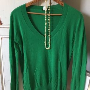 Green JCrew Cotton Sweater