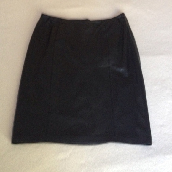 Black leather midi skirt