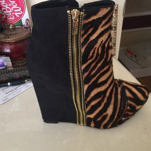 Rachel Roy suede and fur booties