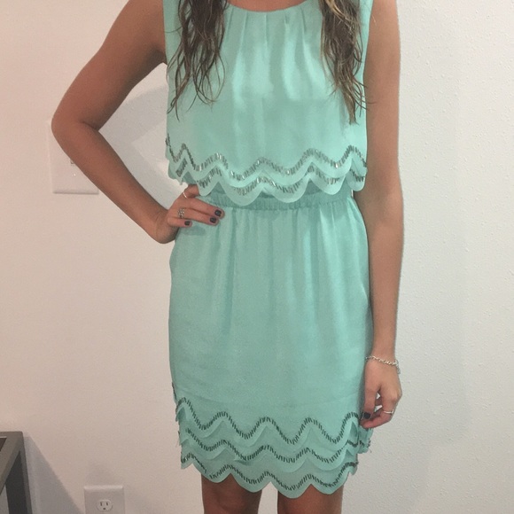 Gianni Bini Beaded Scallop Hem Dress