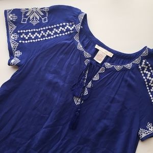 Flying Tomato Embroidered Peasant Blouse